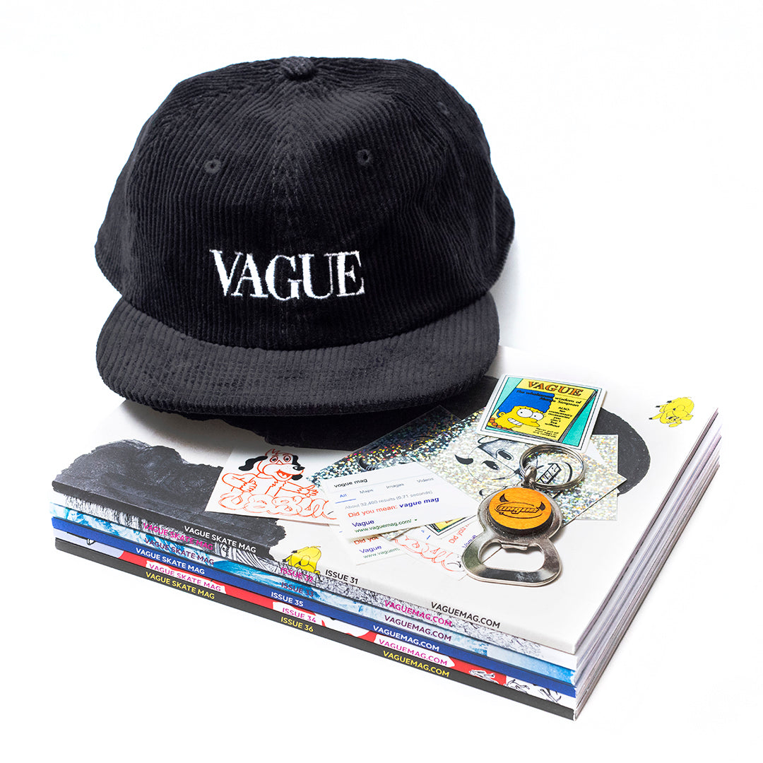 Vague Mag - Yearly Subscription (6 issues), T-shirt or Hat, Sticker Pack + Afterlife Bottle Opener