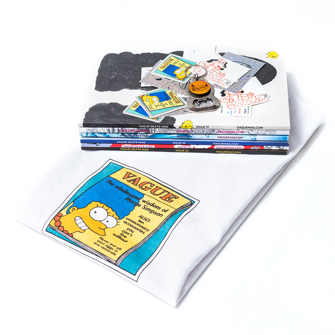 Vague Mag - Yearly Subscription (6 issues), T-shirt or Hat, Sticker Pack + Afterlife Bottle Opener