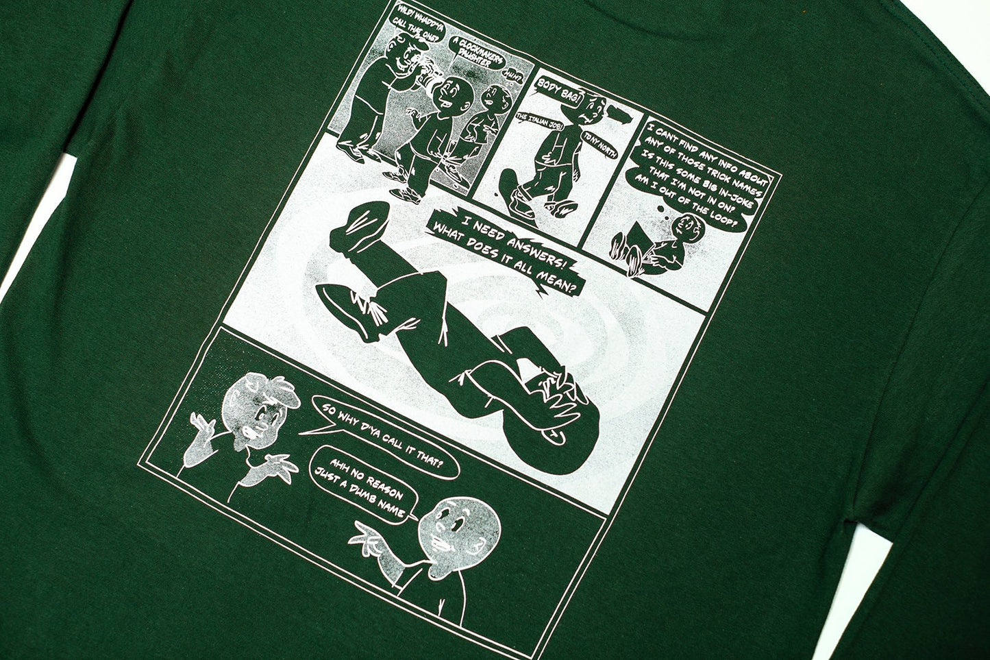 Vague x Serious Adult - Skate Phrases Longsleeve T-shirt - Forest Green.